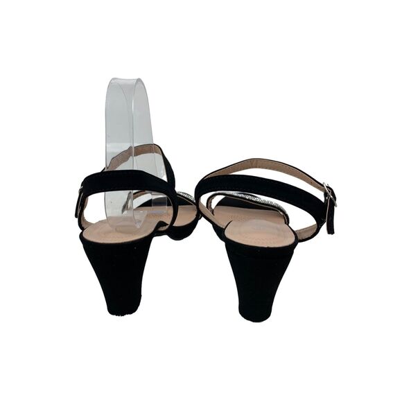 Forever Womens Black Rhinestone-Embellished Block Heel Sandals size 9 - Picture 3 of 10